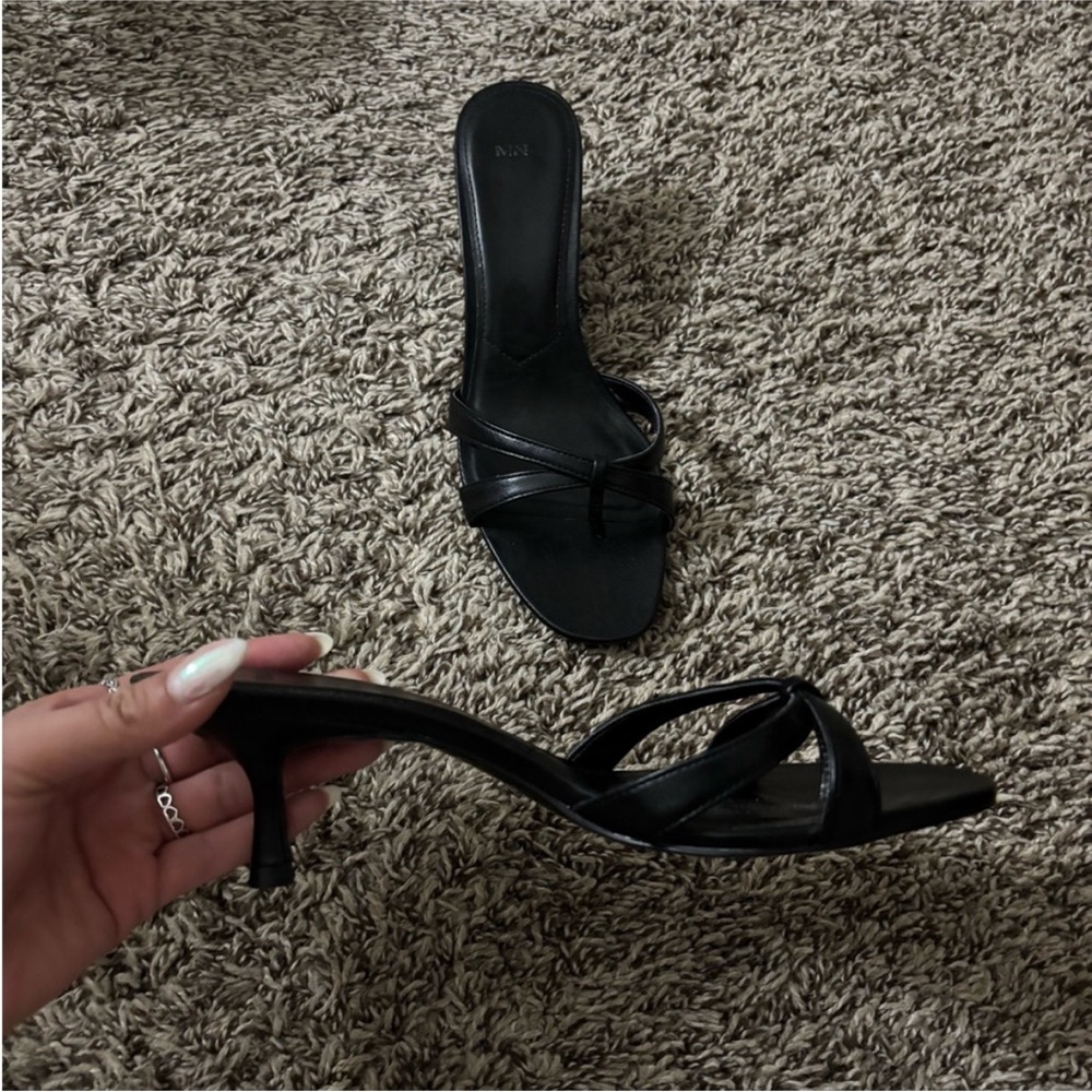 Mango Black Kitten Heels